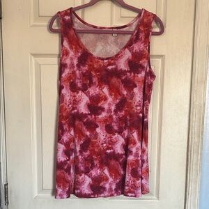 LOGO by Lori Goldstein pink/red tie dye tank top size large